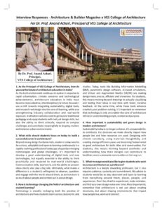 Architecture & Builder Magazine - Interview feature of Dr. Prof. Anand Achari - VESCOA