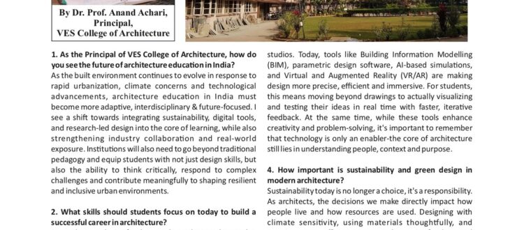 Architecture & Builder Magazine - Interview feature of Dr. Prof. Anand Achari - VESCOA