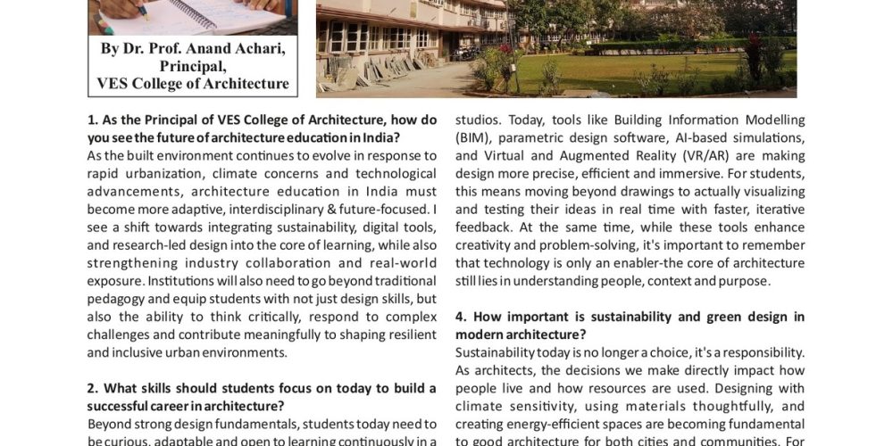 Architecture & Builder Magazine - Interview feature of Dr. Prof. Anand Achari - VESCOA